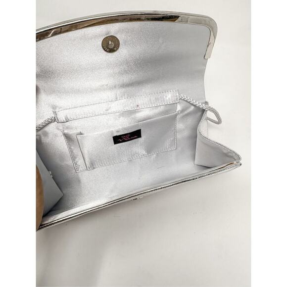 Vintage Touch of Nina Women's Metallic Magnetic Clutch Shoulder Bag Silver OS - Picture 8 of 12